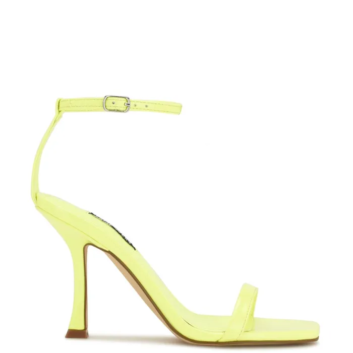 Yess Ankle Strap Sandals Neon Lime Patent Women Nine West Dress