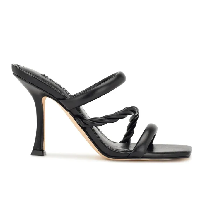 Yester Heeled Slide Sandals Black Women Nine West High Heels