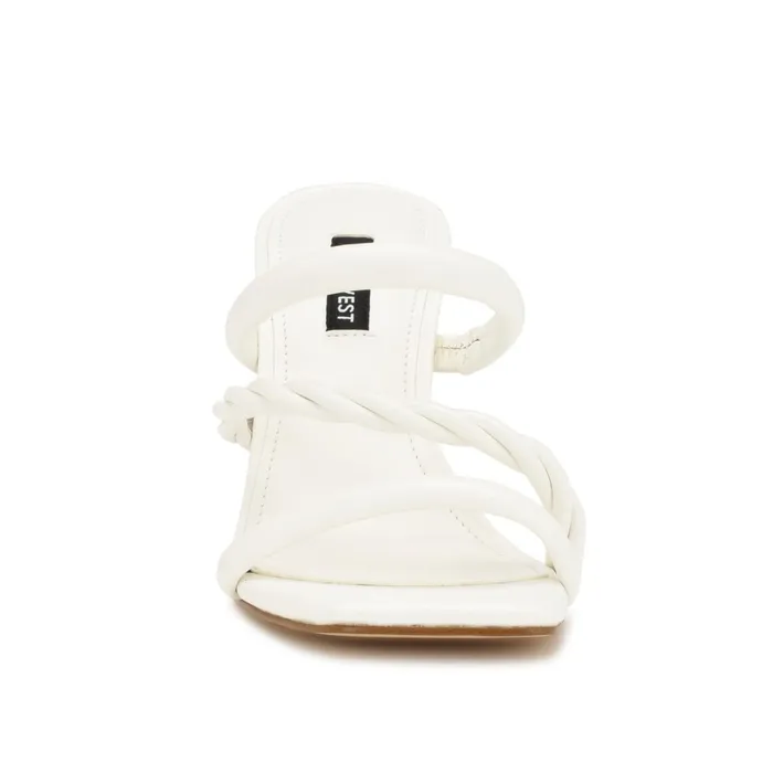 Yester Heeled Slide Sandals White Women Nine West Dress Yester Heeled Slide Sandals White Women Nine West Dress