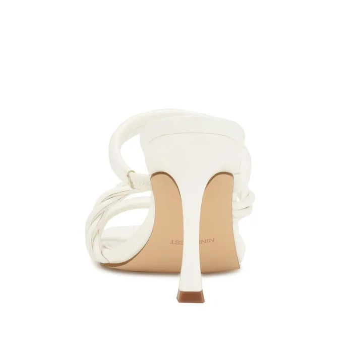 Yester Heeled Slide Sandals White Women Nine West Dress Yester Heeled Slide Sandals White Women Nine West Dress