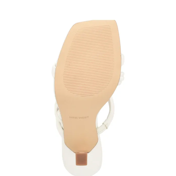 Yester Heeled Slide Sandals White Women Nine West Dress Yester Heeled Slide Sandals White Women Nine West Dress