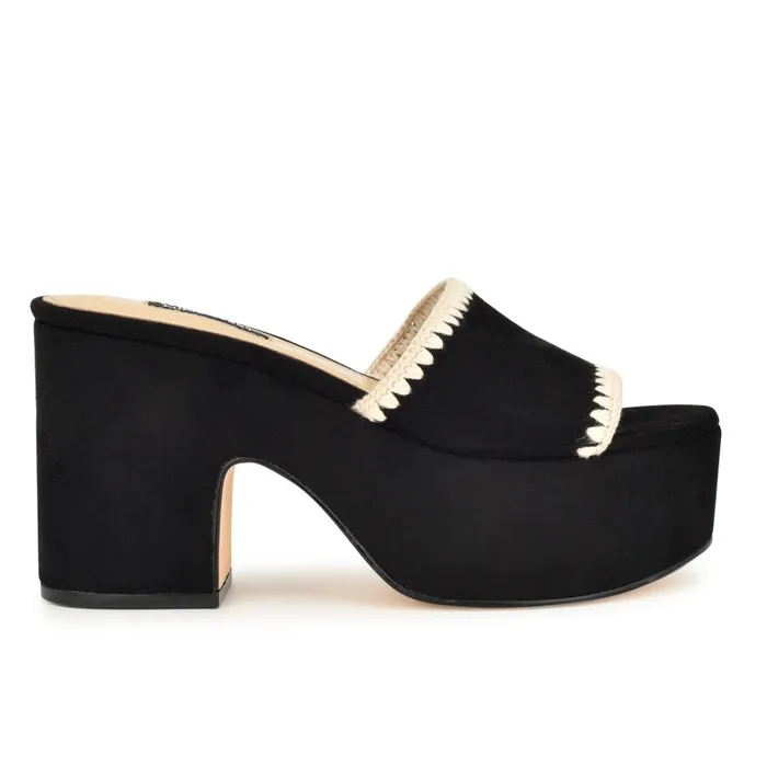 Yickie Platform Slide Sandals Black Women Nine West Wedges