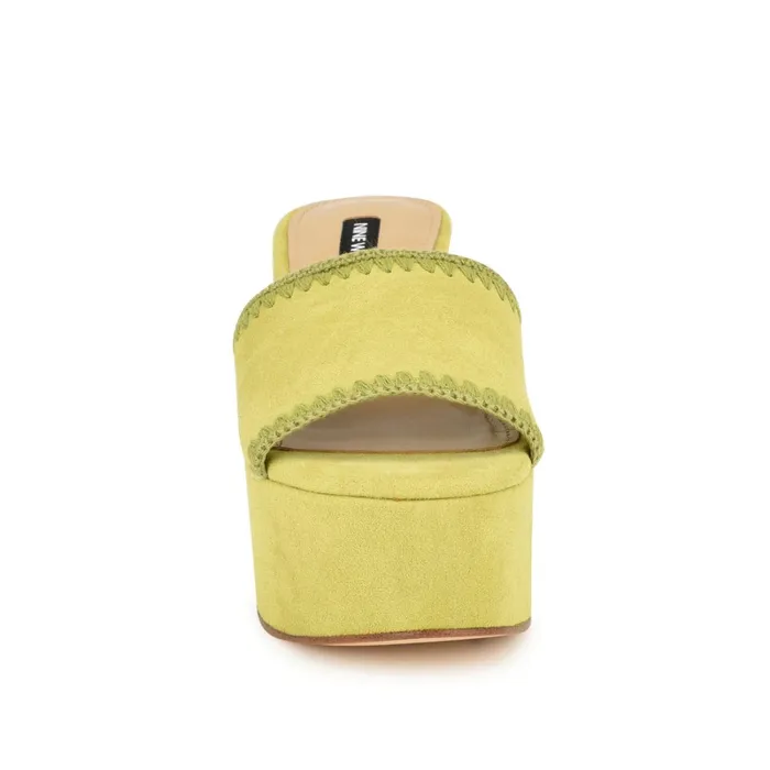 Yickie Platform Slide Sandals Green Women Nine West Mid Heels Yickie Platform Slide Sandals Green Women Nine West Mid Heels