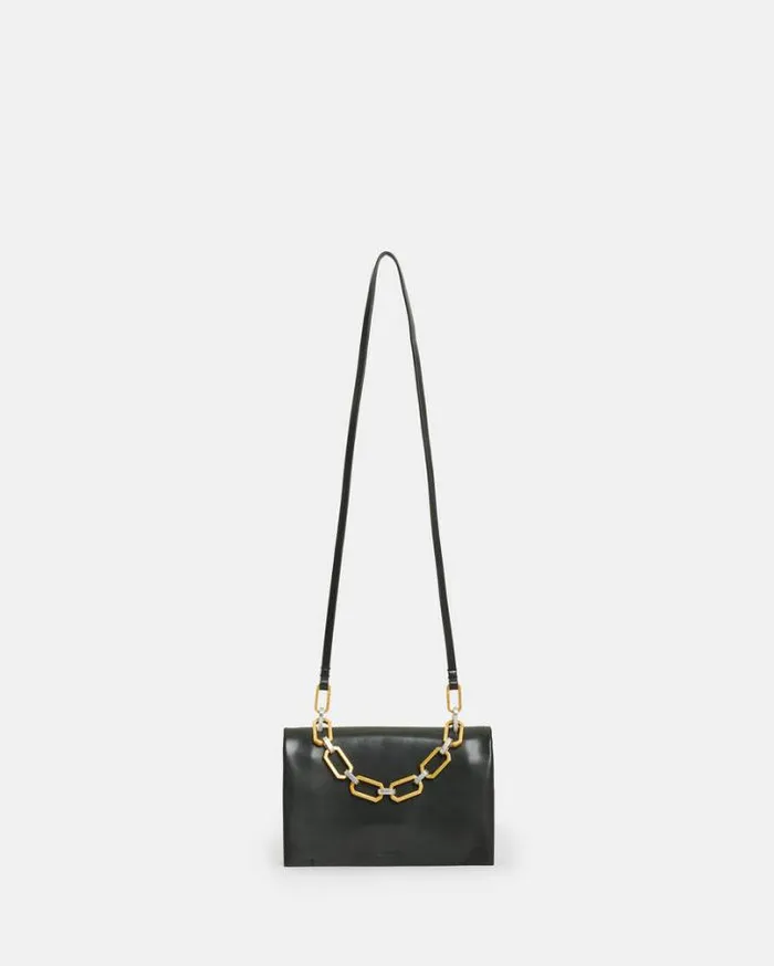 Yua Leather Removable Chain Clutch Bag Black Women AllSaints Handbags and Wallets Yua Leather Removable Chain Clutch Bag Black Women AllSaints Handbags and Wallets