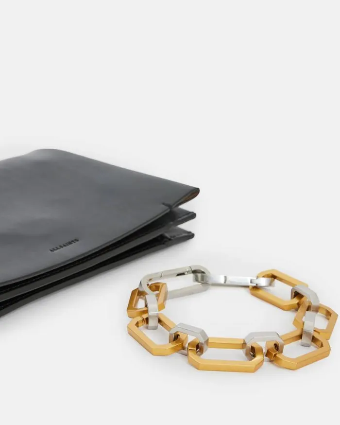 Yua Leather Removable Chain Clutch Bag Black Women AllSaints Handbags and Wallets Yua Leather Removable Chain Clutch Bag Black Women AllSaints Handbags and Wallets