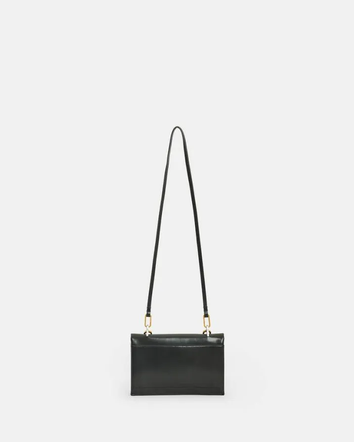 Yua Leather Removable Chain Clutch Bag Black Women AllSaints Handbags and Wallets Yua Leather Removable Chain Clutch Bag Black Women AllSaints Handbags and Wallets