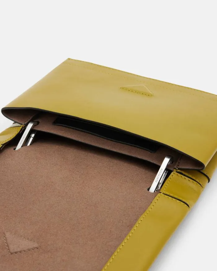 Yua Leather Removable Chain Clutch Bag Sap Green Women AllSaints Handbags and Wallets Yua Leather Removable Chain Clutch Bag Sap Green Women AllSaints Handbags and Wallets
