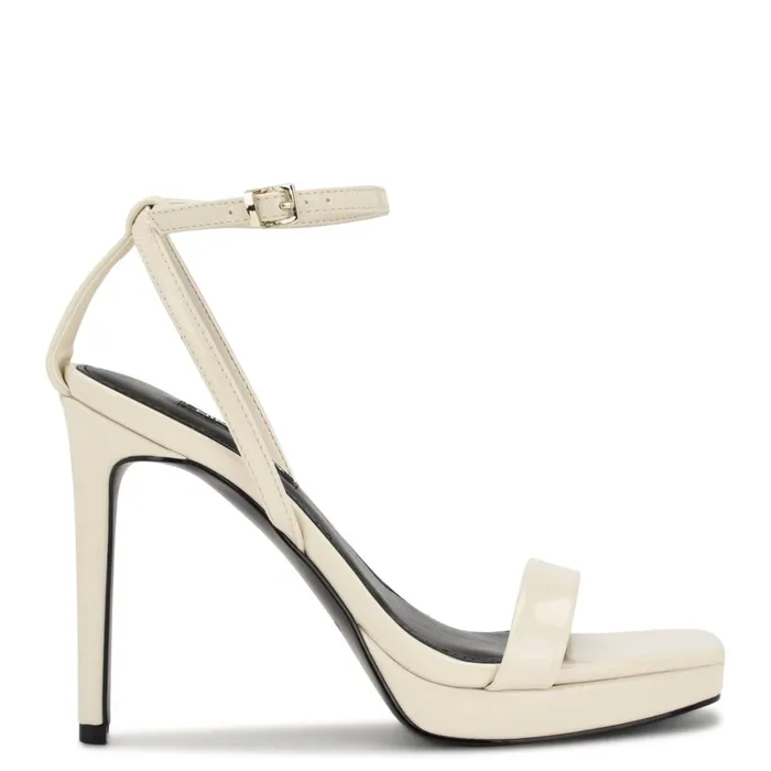 Zilo Platform Sandals Chic Cream Patent Women Nine West High Heels