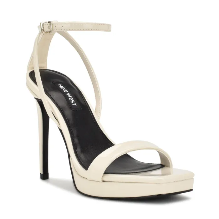 Zilo Platform Sandals Chic Cream Patent Women Nine West High Heels Zilo Platform Sandals Chic Cream Patent Women Nine West High Heels