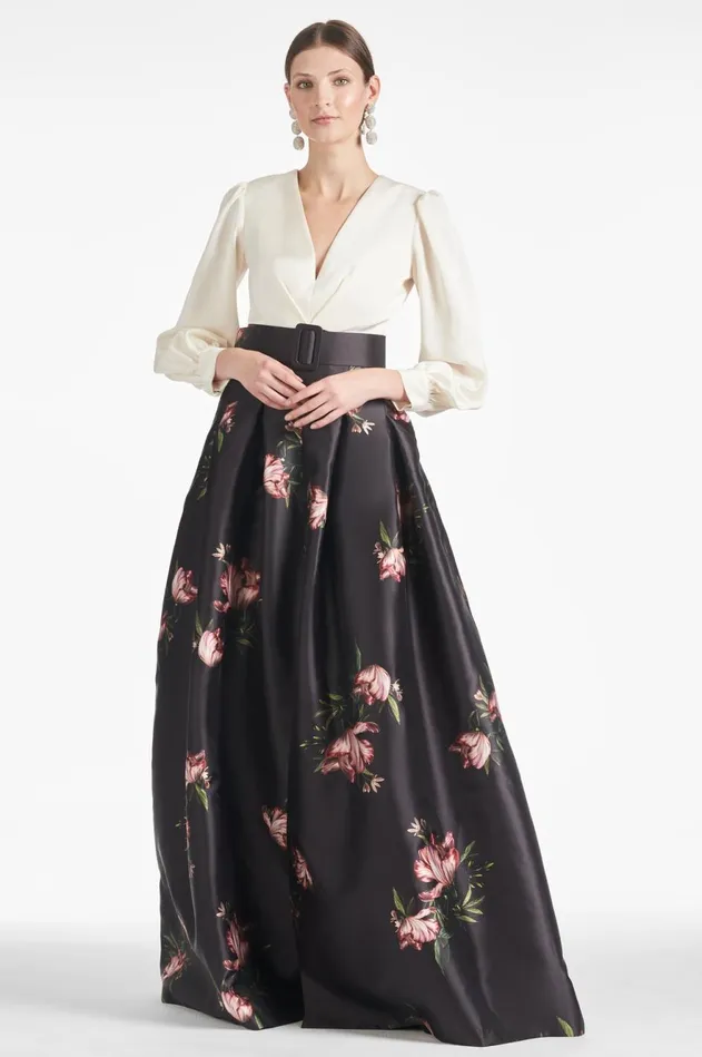 Zoe Gown 8211 IvoryNoir Blossom Women Sachin and Babi Evening