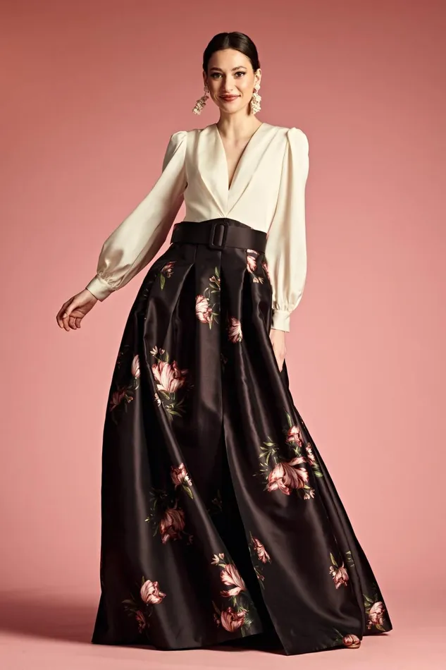 Zoe Gown 8211 IvoryNoir Blossom Women Sachin and Babi Evening