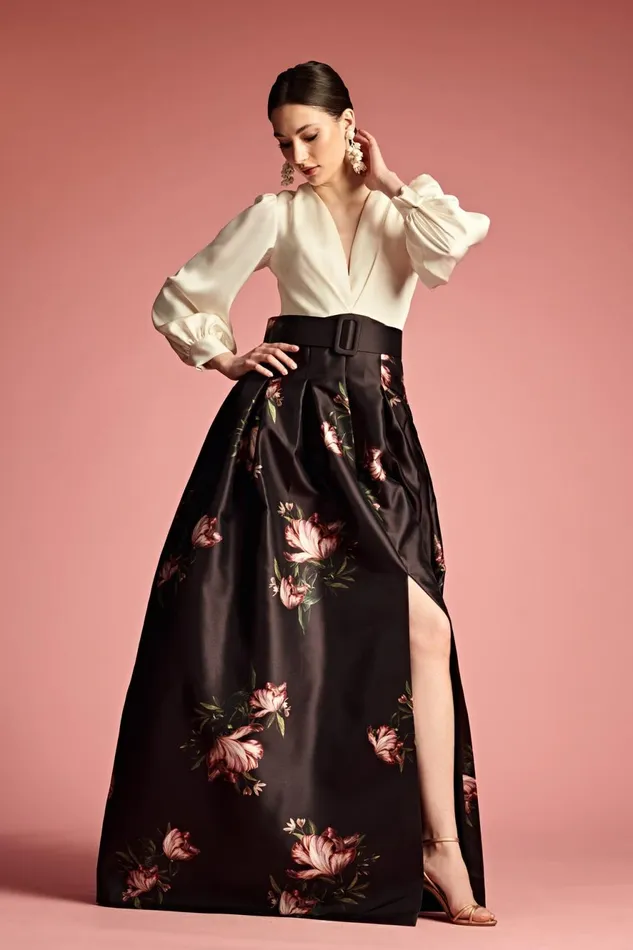 Zoe Gown 8211 IvoryNoir Blossom Women Sachin and Babi Evening
